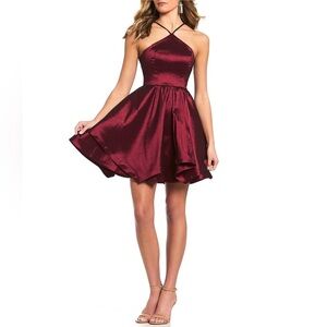 Camille La Vie Burgundy Taffeta Holiday Party Dress Mini Size 2 Christmas‎ Date